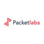 Logo displaying a stylized geometric symbol of two interlocking triangular shapes in red to the left of the text Packetlabs; the word Packet is in dark blue and labs in red, creating a clean, modern contrast on a white background representing a cybersecurity or technology company.