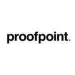 Logo displaying the word proofpoint in bold black lowercase letters followed by a period; clean, minimalist design on a white background representing a cybersecurity or digital communication brand.