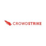 Logo featuring a stylized red falcon in flight to the left of the word CROWDSTRIKE in bold uppercase red letters; minimalist design on a white background representing a cybersecurity and threat intelligence company.