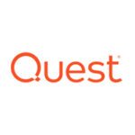 Logo featuring the word Quest in a smooth, rounded orange font with a distinctive open-tail design on the letter Q; simple and modern style on a white background representing a technology or software company.