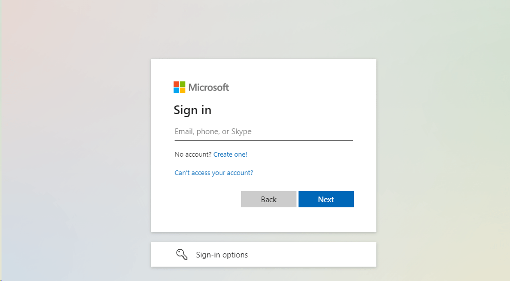 office 365 login - step 1