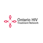 The image shows the Ontario HIV Treatment Network logo, featuring a red abstract interconnected ribbon design to the left of the words Ontario HIV in bold gray letters and Treatment Network in smaller gray text below.