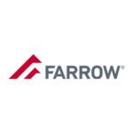 A logo featuring a stylized red geometric design resembling an upward arrow or the letter F beside the word Farrow in gray text; representing the brand identity of Farrow, a professional services or logistics company.
