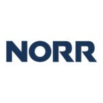Logo for **NORR**, featuring bold, modern navy blue capital letters on a white background — representing a company specializing in architecture, engineering, and design services.