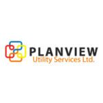 Logo featuring interconnected rounded squares in red, orange, yellow, and blue forming a geometric pattern to the left of the text **PLANVIEW** in bold black letters, with **Utility Services Ltd.** in smaller orange text below — representing **Planview Utility Services Ltd.**, a company specializing in utility mapping and related services.