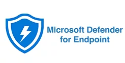 A logo showing a blue shield with a white lightning bolt beside the text Microsoft Defender for Endpoint, representing Microsoft’s endpoint security and threat protection service.