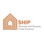 An orange geometric house-shaped logo with the text SHIP and the tagline Services and Housing In the Province. The design represents housing services and community support.