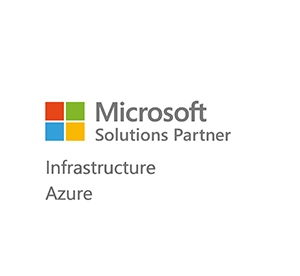Microsoft Solutions Partner logo with colored square icon, labeled Infrastructure Azure.
