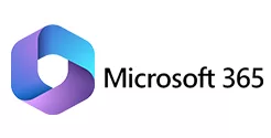 A logo displaying the Microsoft 365 symbol in blue and purple gradient next to the text Microsoft 365 on a white background, representing Microsoft’s productivity software suite.