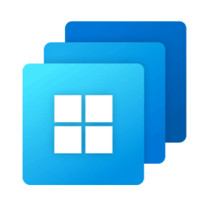 A blue gradient icon with three overlapping squares, the front one featuring a white window symbol; the design represents Microsoft Azure Virtual Desktop or Windows-based virtualization technology.