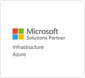 A logo featuring the Microsoft multicolored square symbol with text reading Microsoft Solutions Partner, Infrastructure Azure, indicating certification or partnership in Microsoft Azure infrastructure solutions.